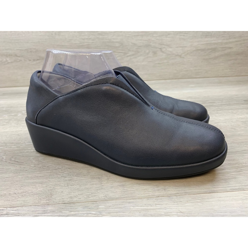 Alegria Women's Navy Leather Wedge Slip On Professional Shoes 8.5 Casual Shoes